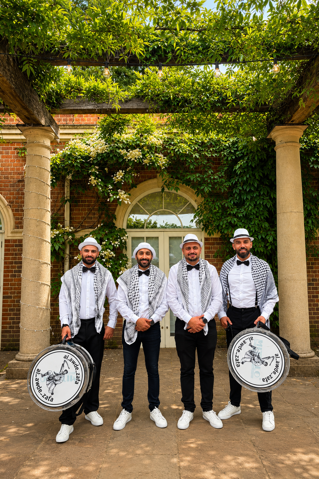 Al Awde Zaffa group outside a wedding venue